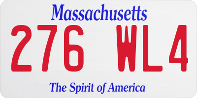 MA license plate 276WL4
