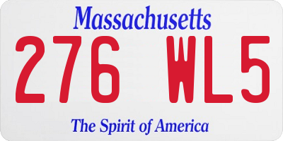 MA license plate 276WL5