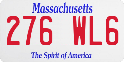 MA license plate 276WL6