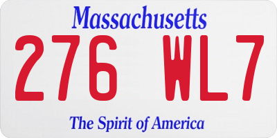 MA license plate 276WL7