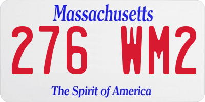 MA license plate 276WM2