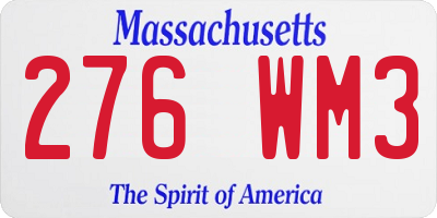 MA license plate 276WM3