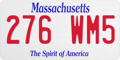 MA license plate 276WM5