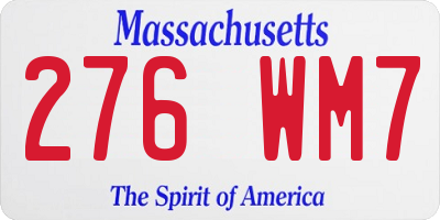 MA license plate 276WM7