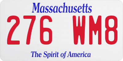 MA license plate 276WM8