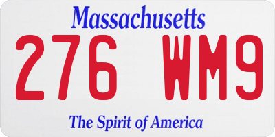MA license plate 276WM9