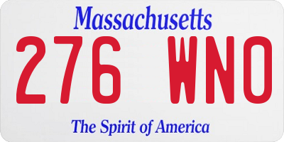 MA license plate 276WN0