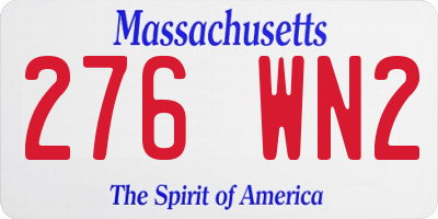 MA license plate 276WN2