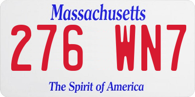 MA license plate 276WN7