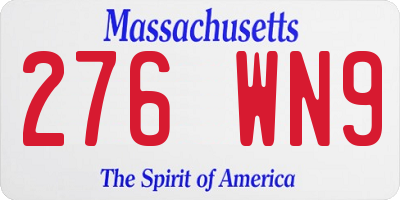 MA license plate 276WN9