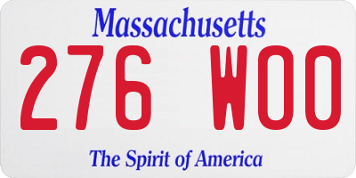 MA license plate 276WO0