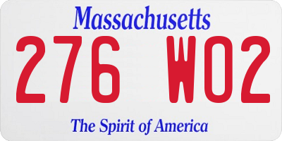 MA license plate 276WO2