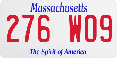 MA license plate 276WO9
