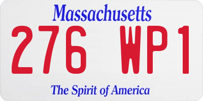 MA license plate 276WP1