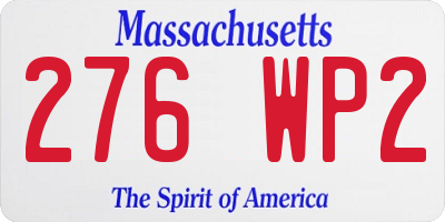 MA license plate 276WP2