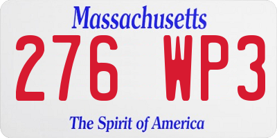 MA license plate 276WP3