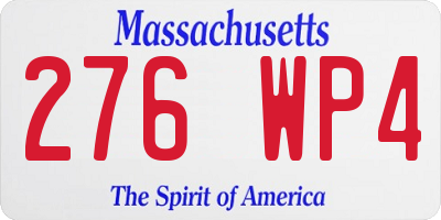 MA license plate 276WP4