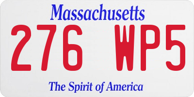 MA license plate 276WP5