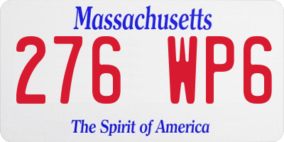 MA license plate 276WP6