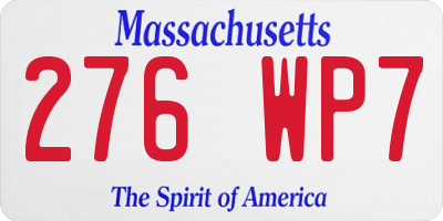 MA license plate 276WP7