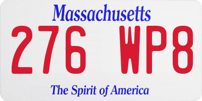 MA license plate 276WP8