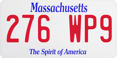 MA license plate 276WP9