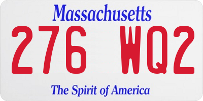 MA license plate 276WQ2