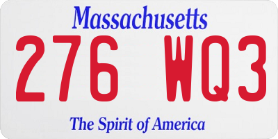 MA license plate 276WQ3