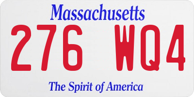 MA license plate 276WQ4