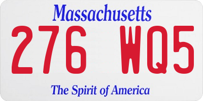 MA license plate 276WQ5