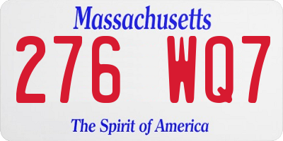MA license plate 276WQ7
