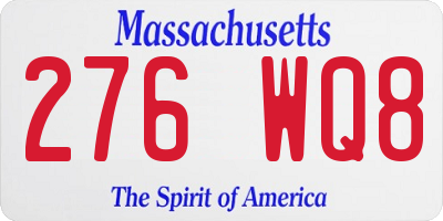 MA license plate 276WQ8