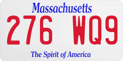 MA license plate 276WQ9