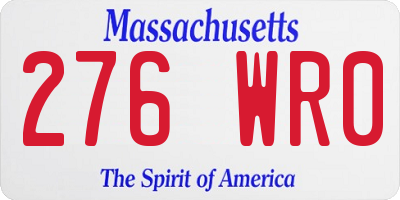 MA license plate 276WR0