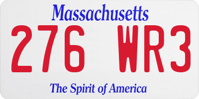 MA license plate 276WR3