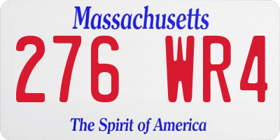 MA license plate 276WR4