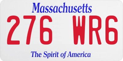 MA license plate 276WR6