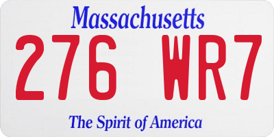 MA license plate 276WR7