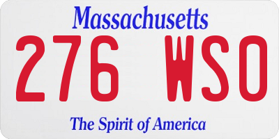 MA license plate 276WS0