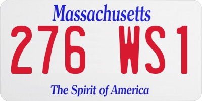 MA license plate 276WS1
