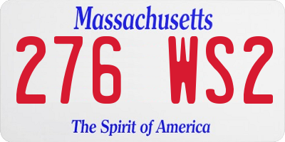 MA license plate 276WS2