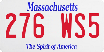 MA license plate 276WS5