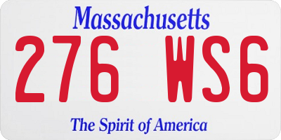 MA license plate 276WS6