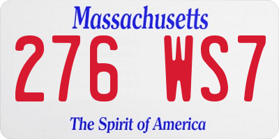 MA license plate 276WS7
