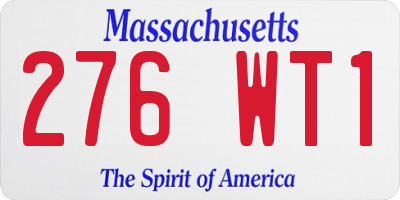 MA license plate 276WT1