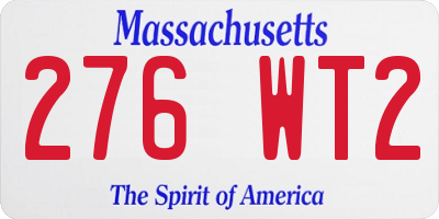 MA license plate 276WT2