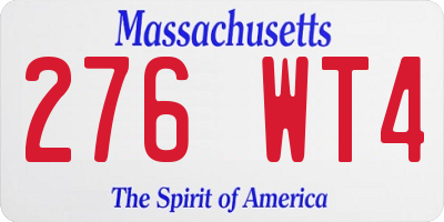 MA license plate 276WT4