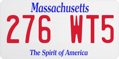 MA license plate 276WT5