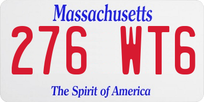 MA license plate 276WT6