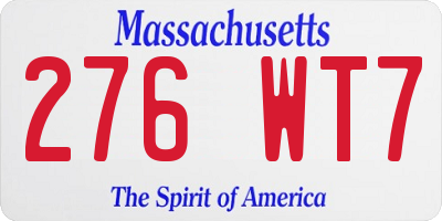 MA license plate 276WT7